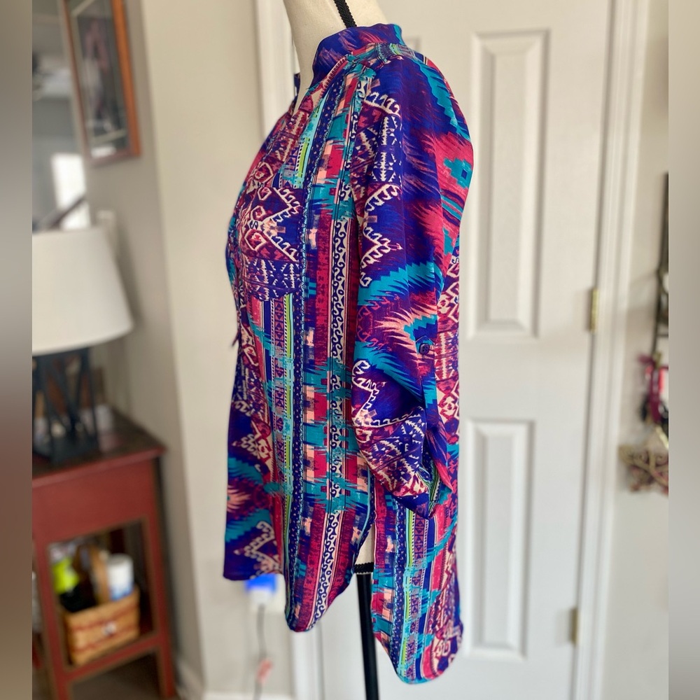 LIVE 4 TRUTH VIBRANT BOHO BUTTON FRONT BLOUSE - Picture 8 of 9